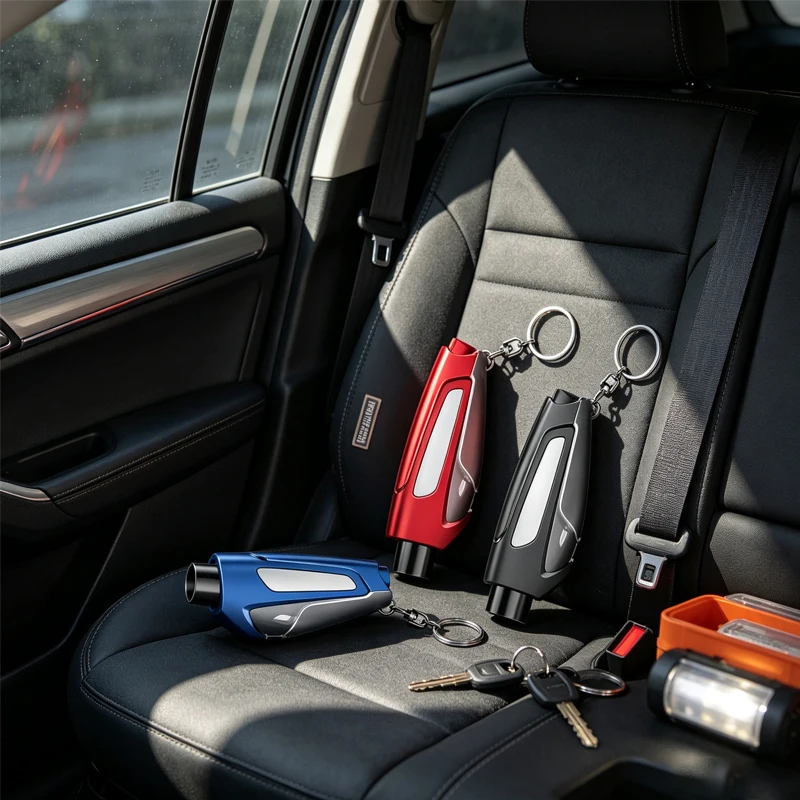 Keychain Multi Tool - Palu darurat mobil multifungsi dengan pemotong