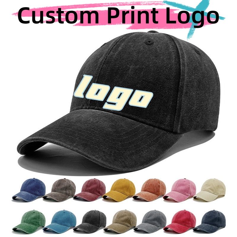 Hat Snapback Cap - Topi Baseball Katun Vintage Distressed Washed