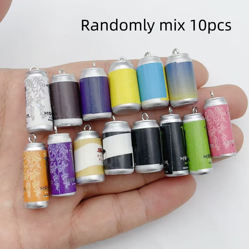 Men Keychain Accessories - 10Pcs Mini Simulasi Kaleng Minuman Resin