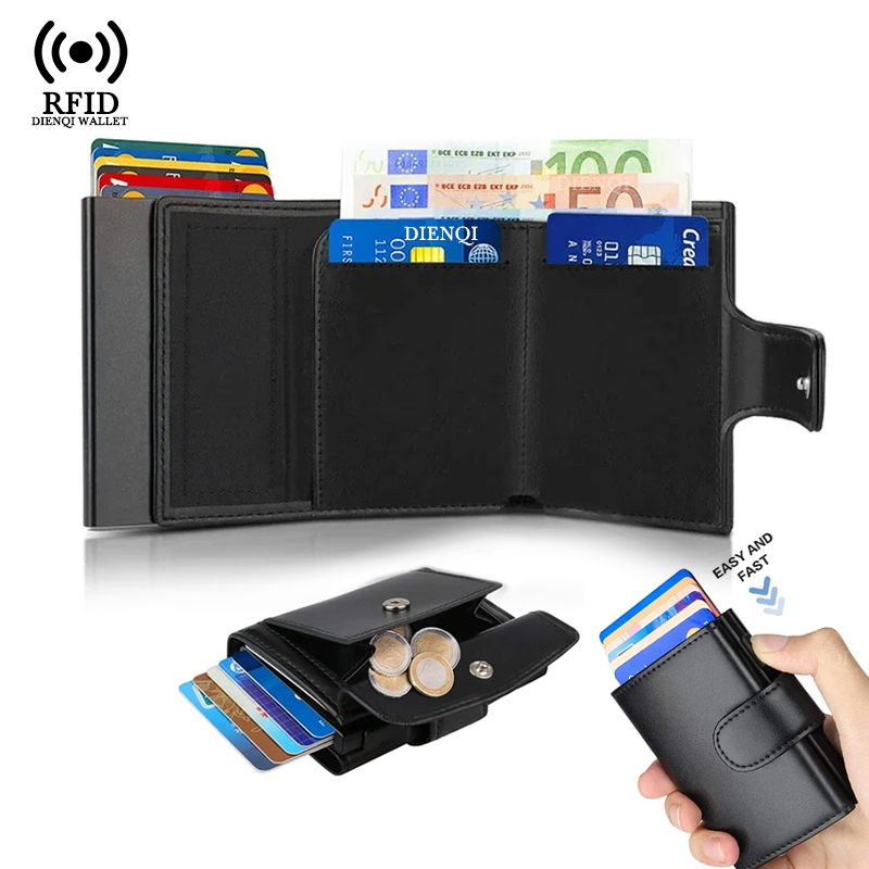 Coin Holder Men - Dompet Kartu Bisnis Logam Anti-RFID, Tempat