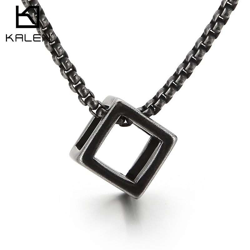 Men Accessories Rule - Kalen Kalung Liontin Persegi Tiga Dimensi