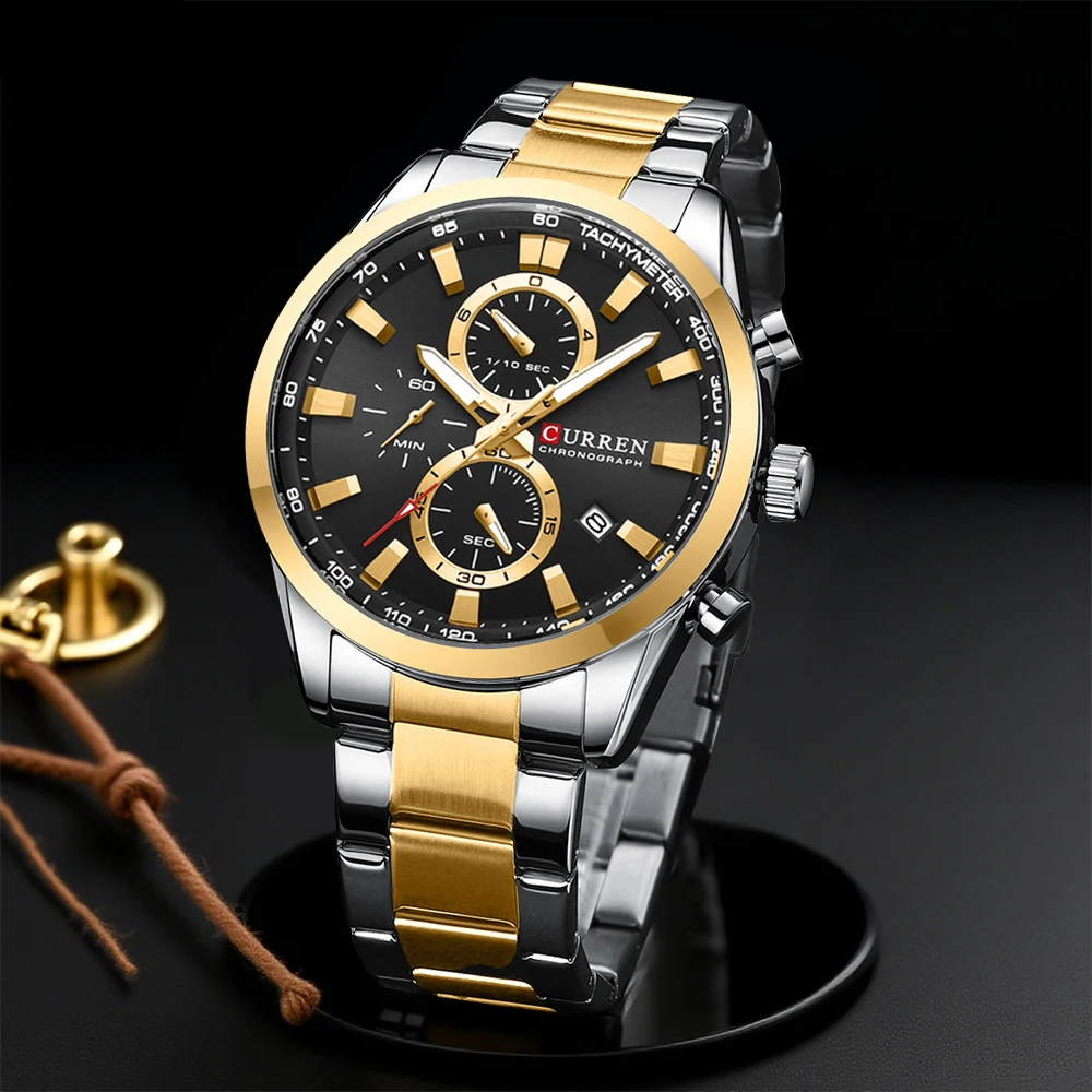 Men'S Accessories Fashion - CURREN Jam Tangan Olahraga Chrono Kuarsa