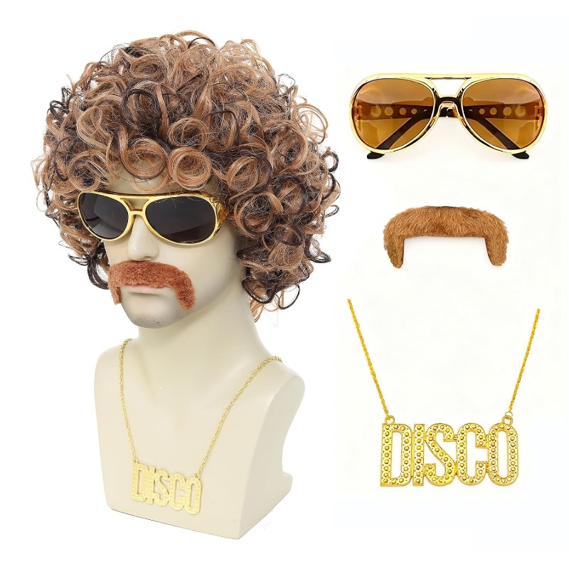 Set Wig Kostum Disko 70an 80an - Men'S Accessories In The 80S ulasan dan harga