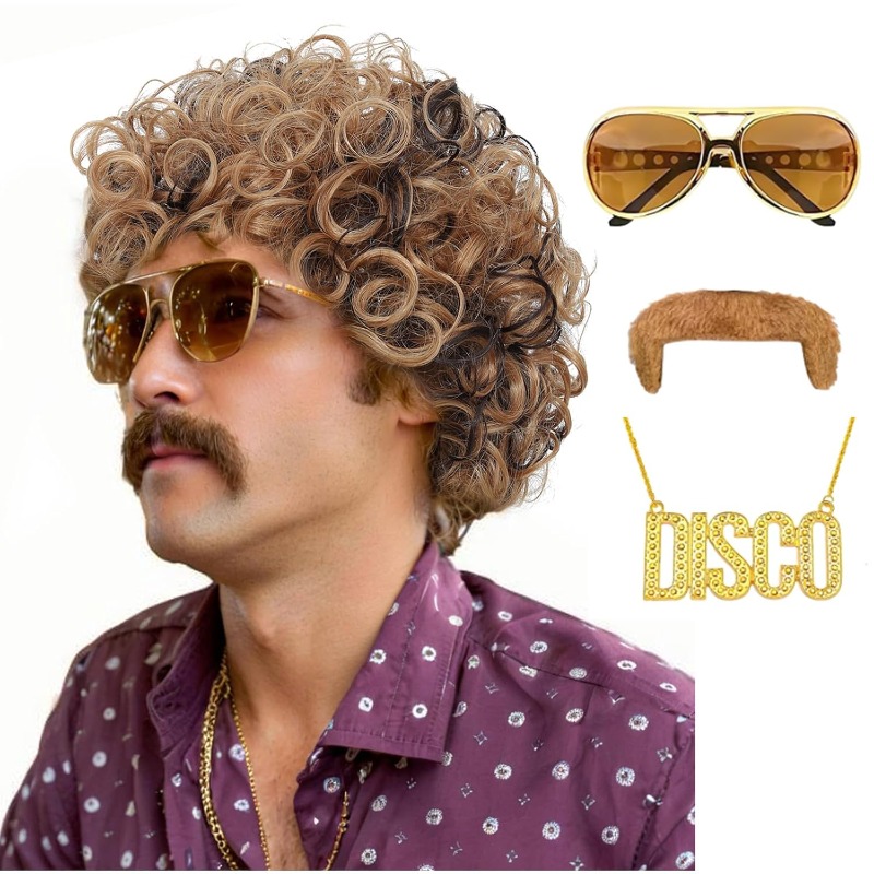 Set Wig Kostum Disko 70an 80an - Men'S Accessories In The 80S ulasan dan harga